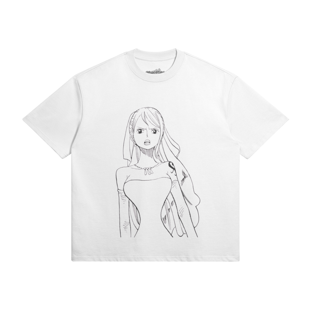 Nami Shirt by PODpartner featuring a colorful design and relaxed fit, displayed on a hanger against a neutral background.