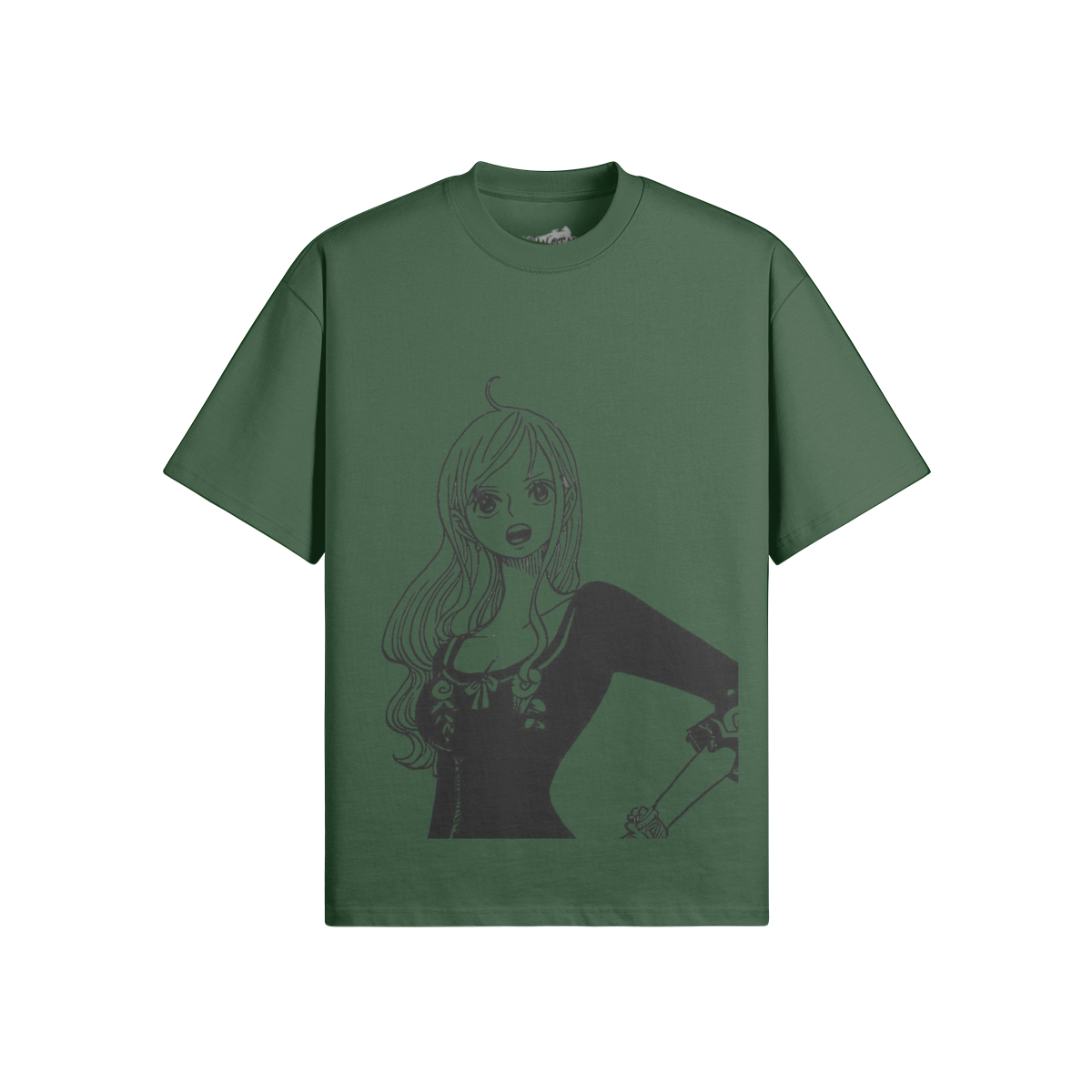 Nami Shirt by PODpartner displayed on a hanger, featuring a vibrant design and soft fabric texture.