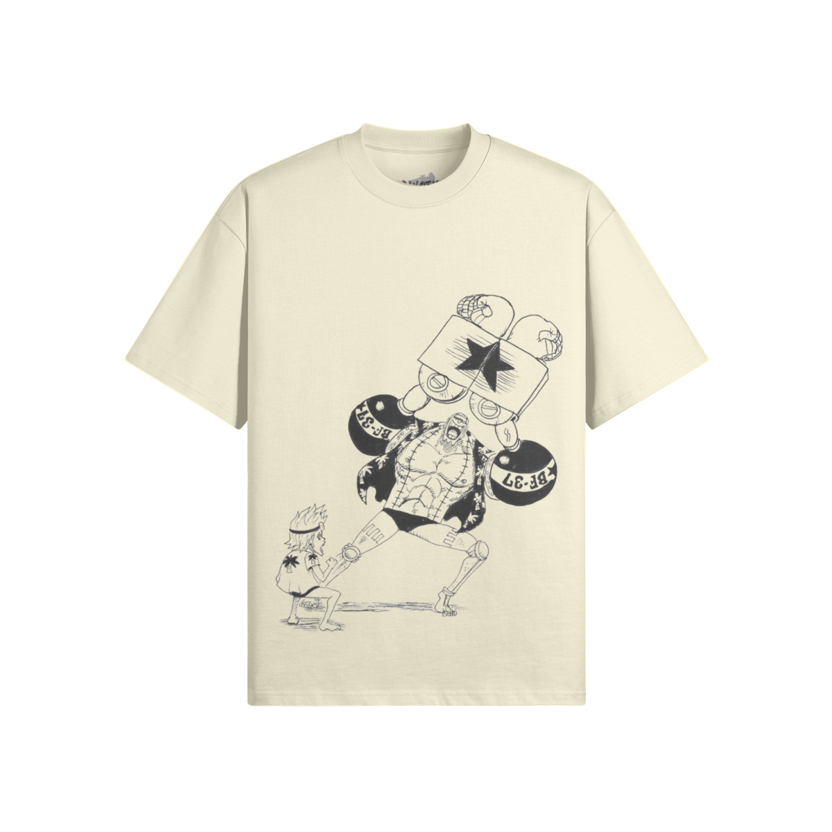 PODpartner Franky Shirt in a vibrant color with a modern design displayed on a hanger against a neutral background.