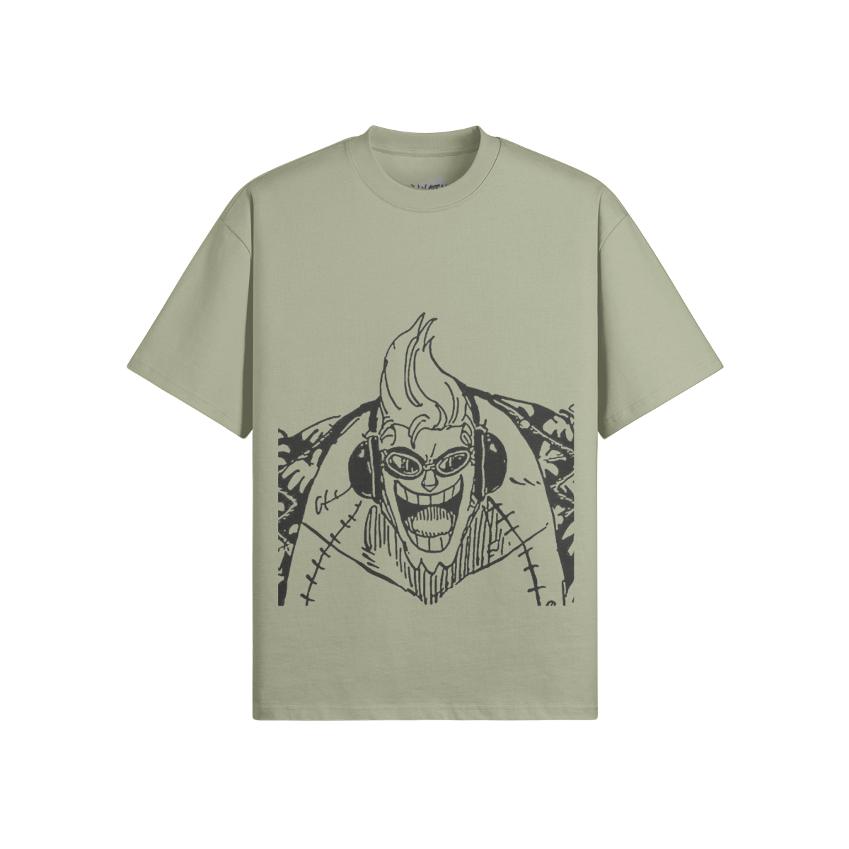 PODpartner Franky Shirt in a vibrant design, featuring short sleeves and a relaxed fit displayed on a wooden hanger.