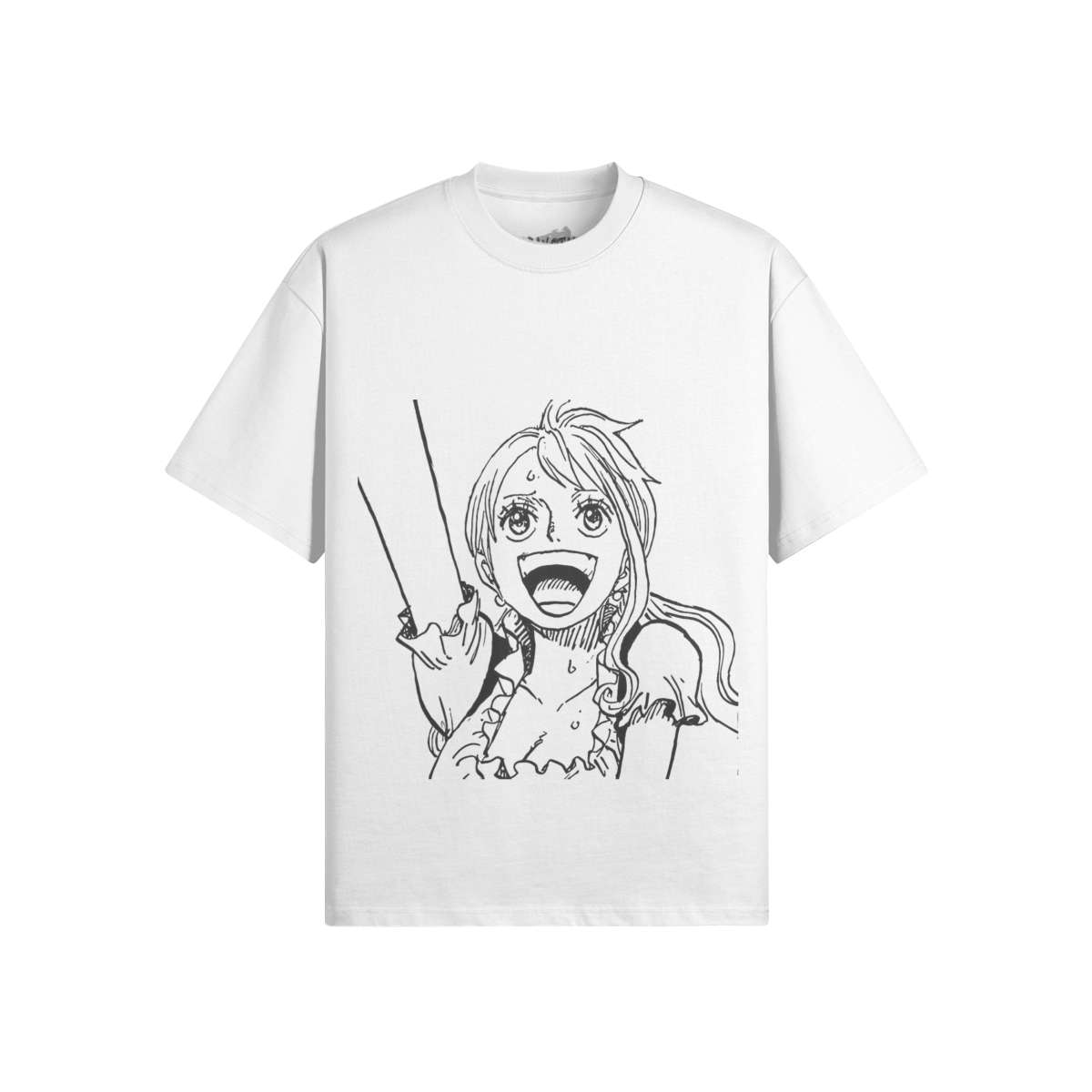 PODpartner Nami Shirt featuring a vibrant design on a soft fabric, displayed flat with sleeves extended.