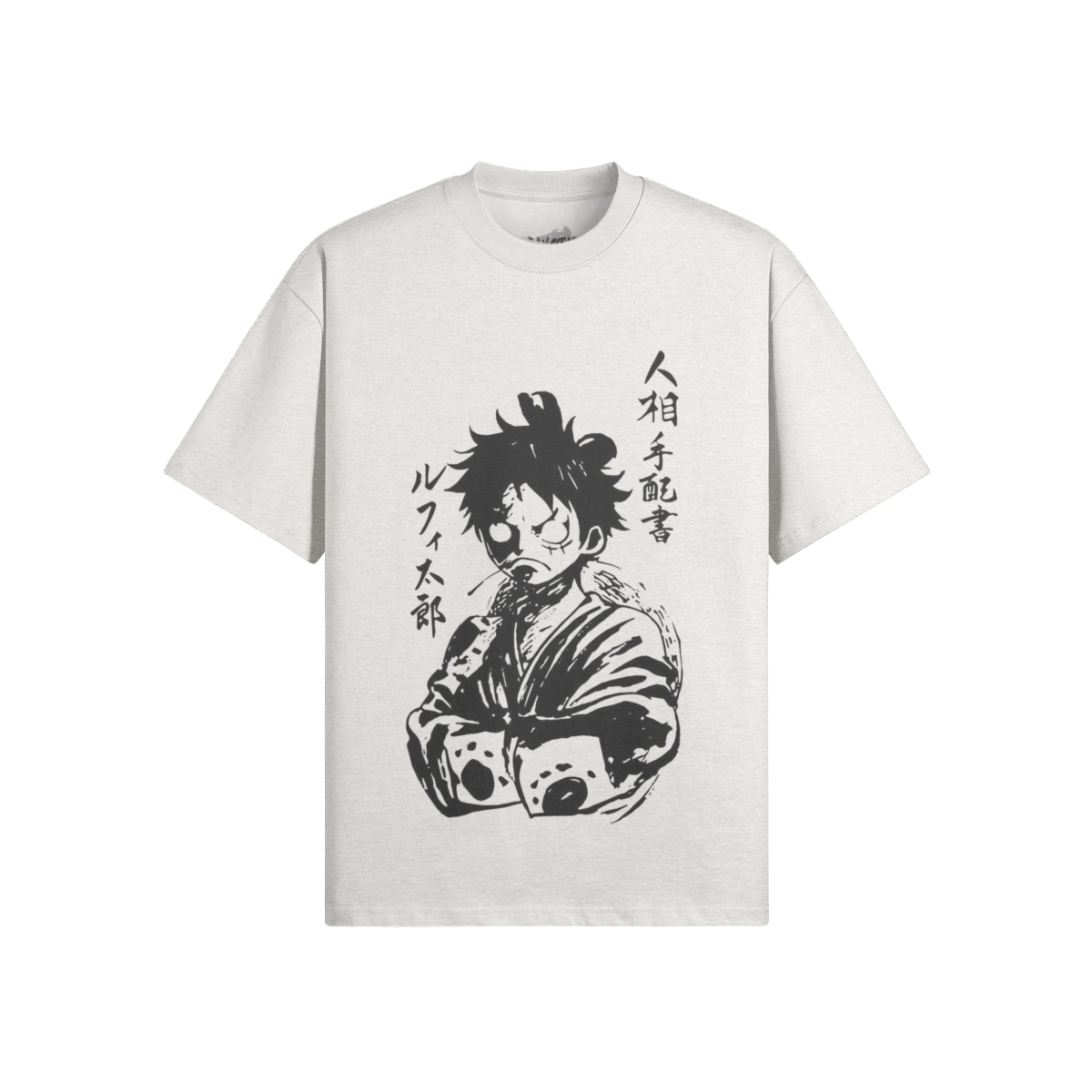 Monkey D. Ruffy shirt by PODpartner featuring vibrant colors and graphic design inspired by anime character Ruffy.