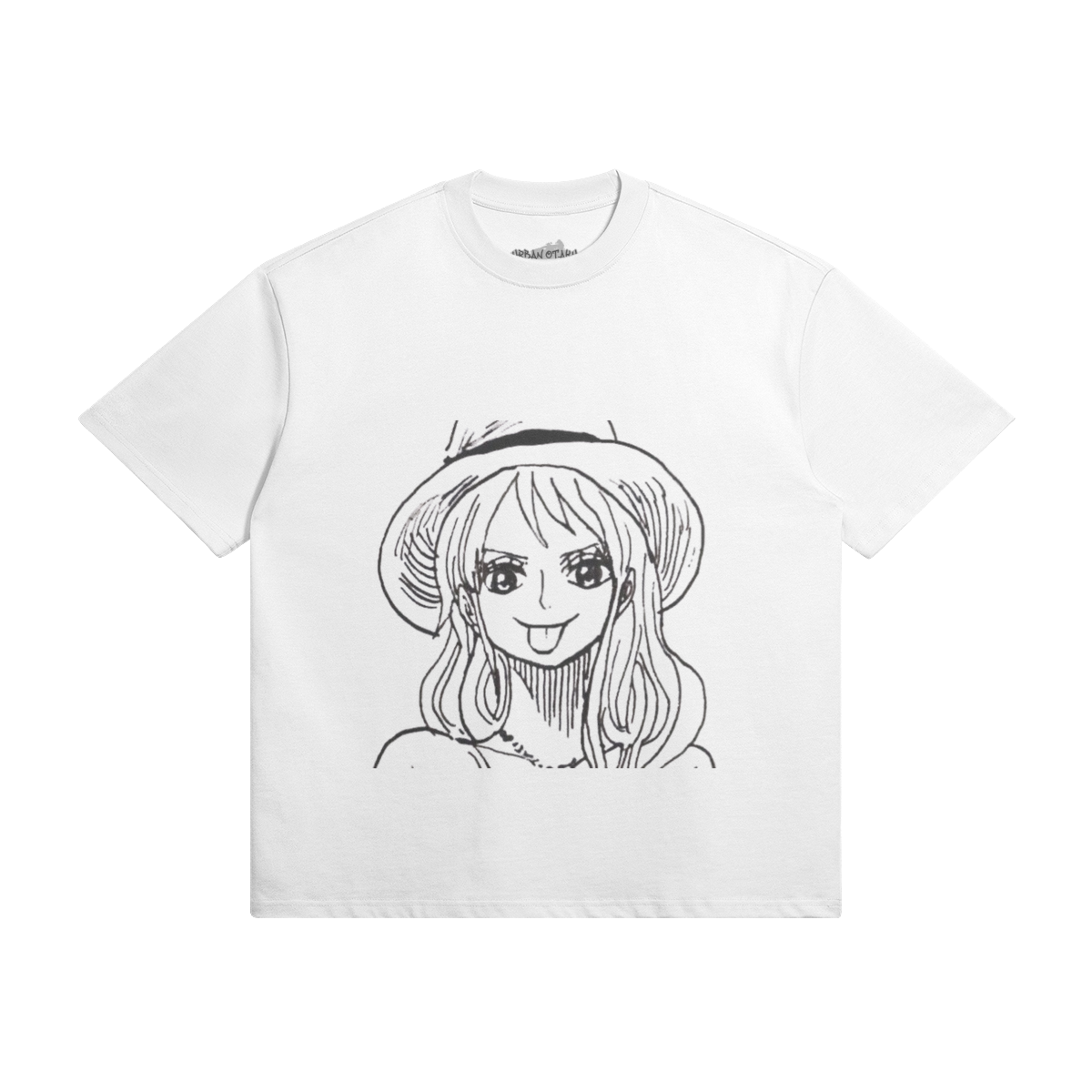 Nami Shirt by PODpartner featuring a vibrant design and relaxed fit, displayed on a wooden hanger.