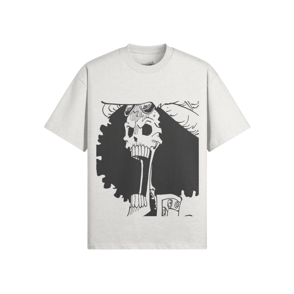 Herren-T-Shirt Soul King Brook Graphie von PODpartner, weiß mit schwarzem Graphik-Design, rundes Halsausschnitt, bequemer Schnitt