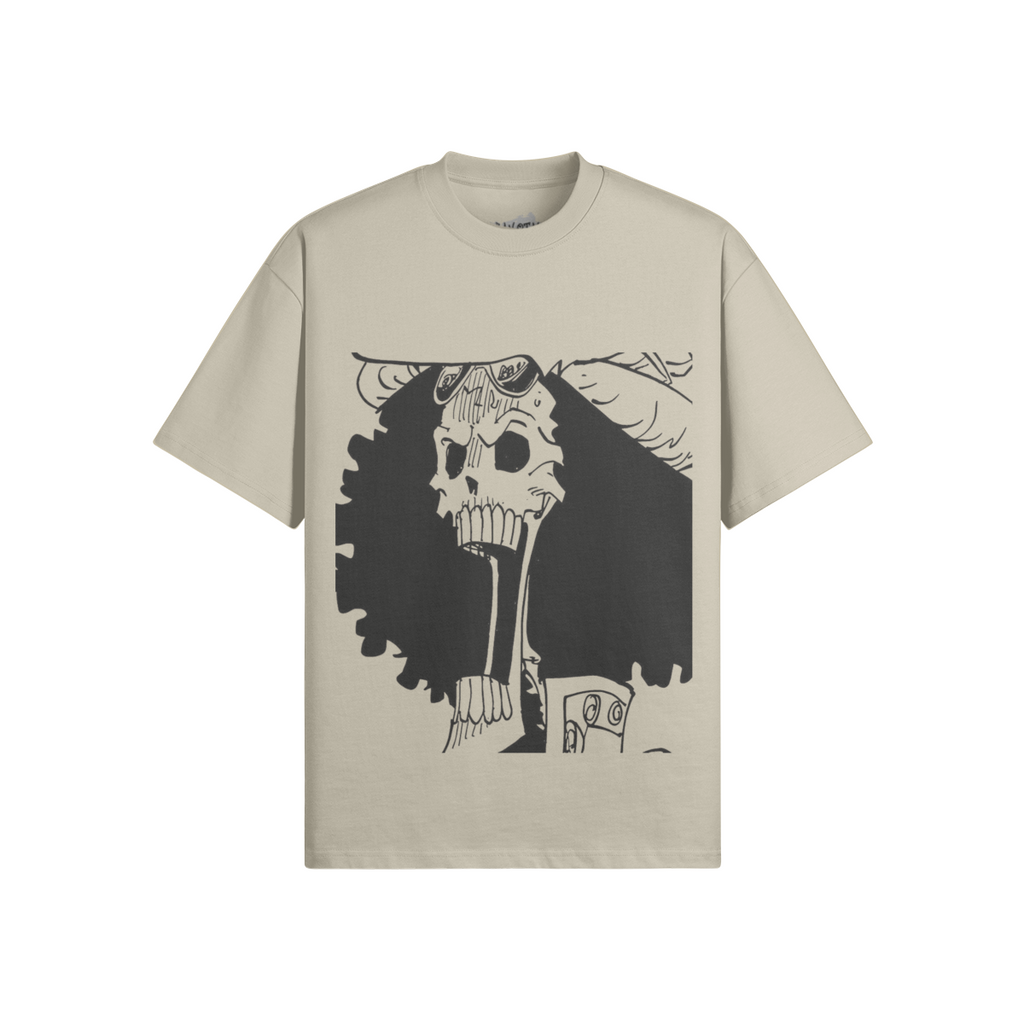 Damen-Soul King Brook Graphie Shirt von PODpartner, grau mit schwarzem Graphie-Print, locker sitzend, Baumwollstoff