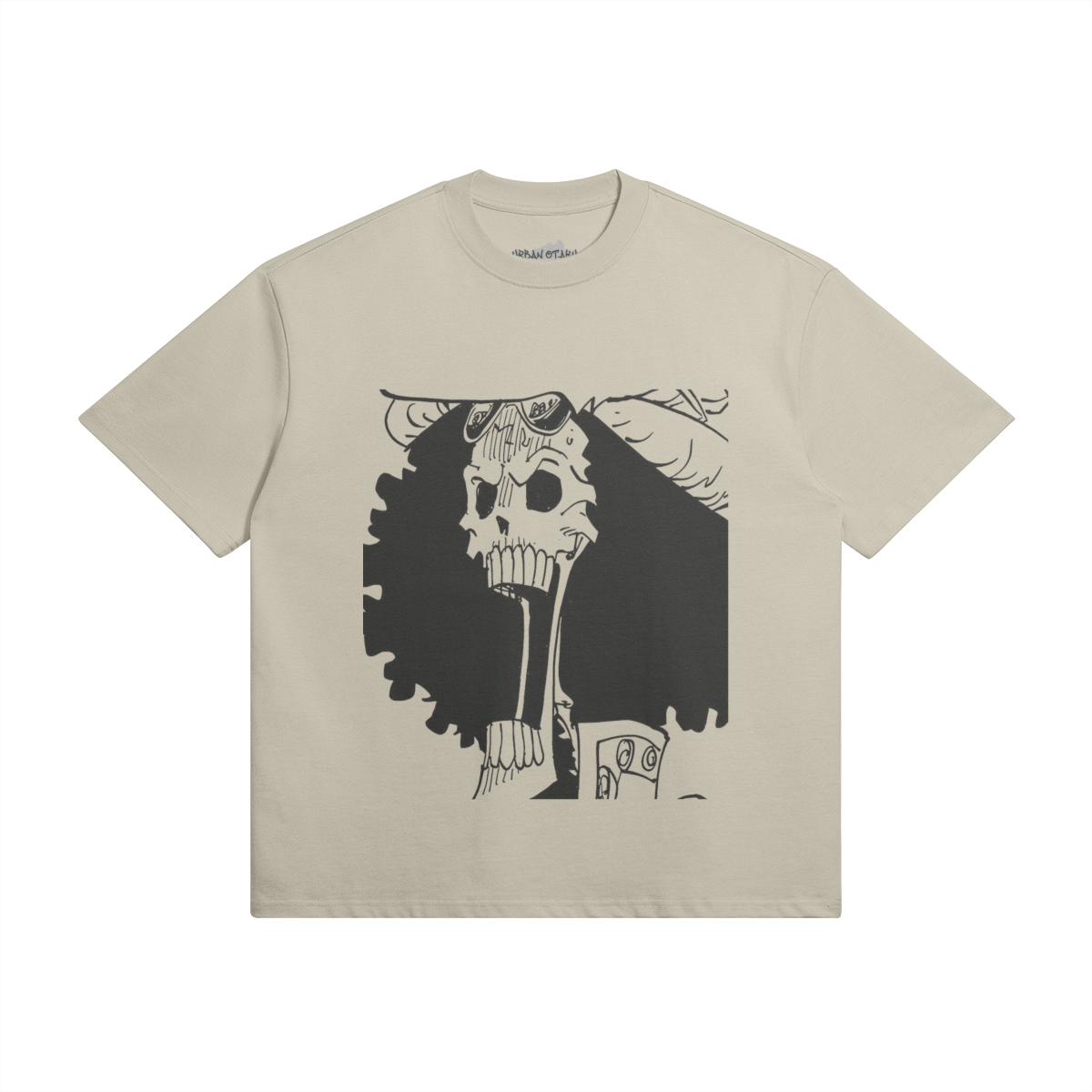 Dunkelgraues Soul King Brook Graphie Shirt von PODpartner mit schwarzen und weißen Druckdetails, kurze Ärmel, bequeme Passform