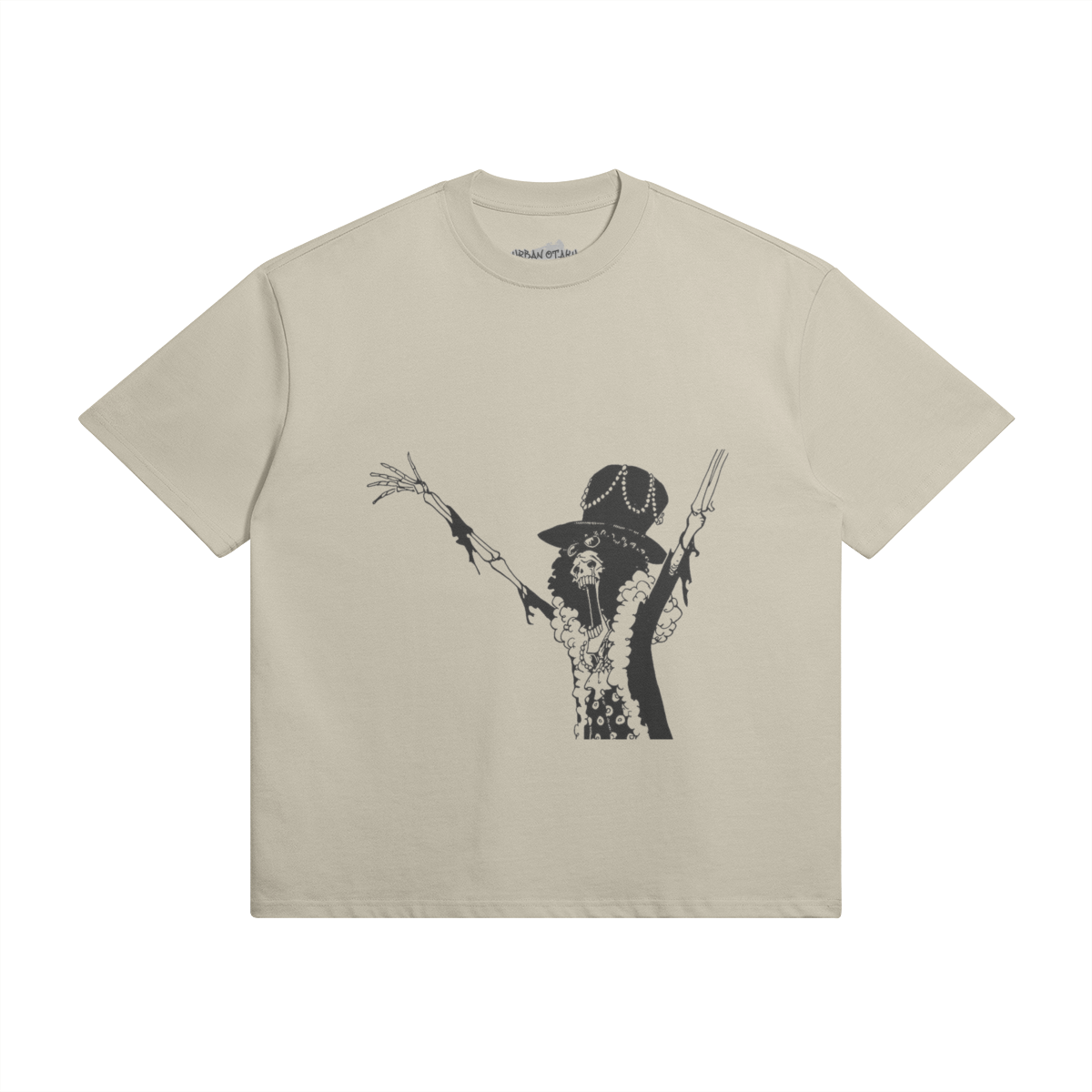 Grafisches Soul King Brook T-Shirt von PODpartner, weiße Baumwollshirt mit kunstvollem Druck im Vordergrund.