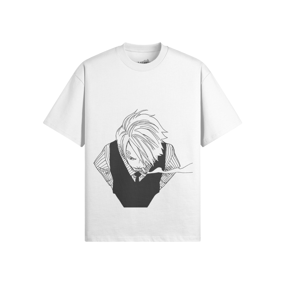 Vinsmoke Sanji Graphic-Shirt von PODpartner, schwarzes T-Shirt mit Sanji-Design und Motivdruck auf der Vorderseite