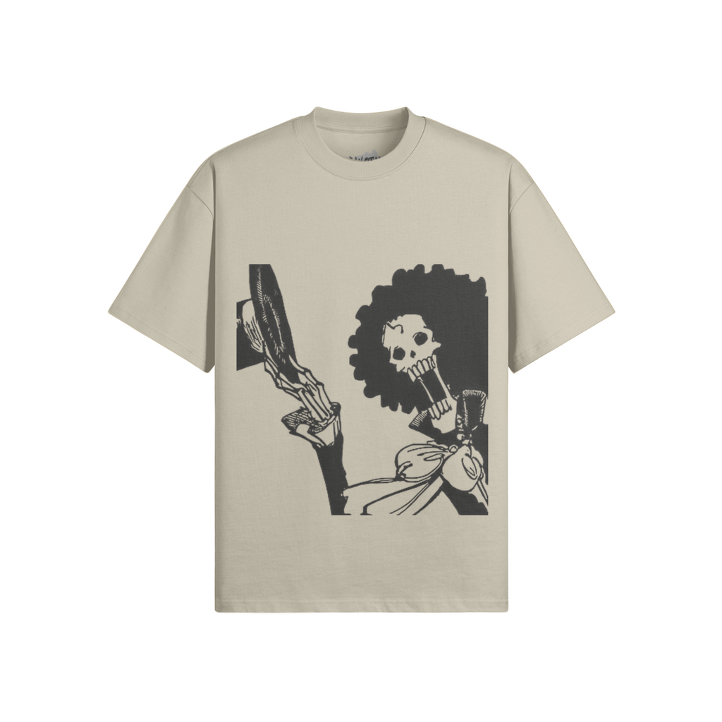 Grafisches Soul King Brook T-Shirt von PODpartner, zeigt ein farbenfrohes Design auf Baumwollshirt, Nahaufnahme des Drucks.