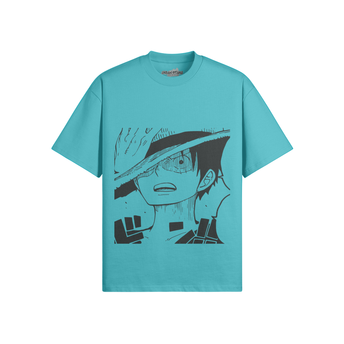 Money D. Ruffy Grafikshirt von PODpartner, schwarzes T-Shirt mit Ruffy-Design und charakteristischem Druck.