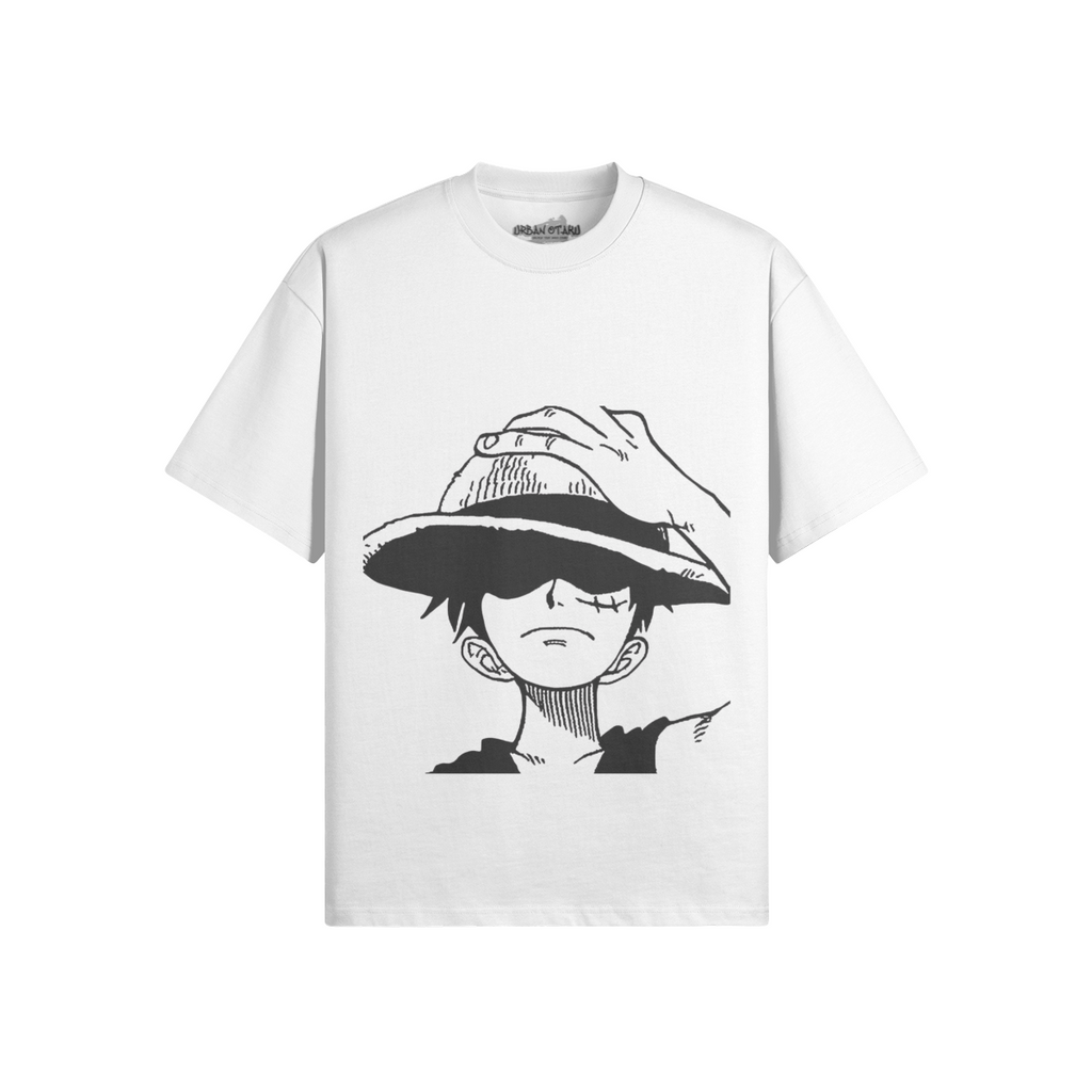 Dämonen- und Piratenmotiv auf Monkey D. Ruffy Shirt von PODpartner, detailreiche Comic-Designs, bequemes Baumwollmaterial.