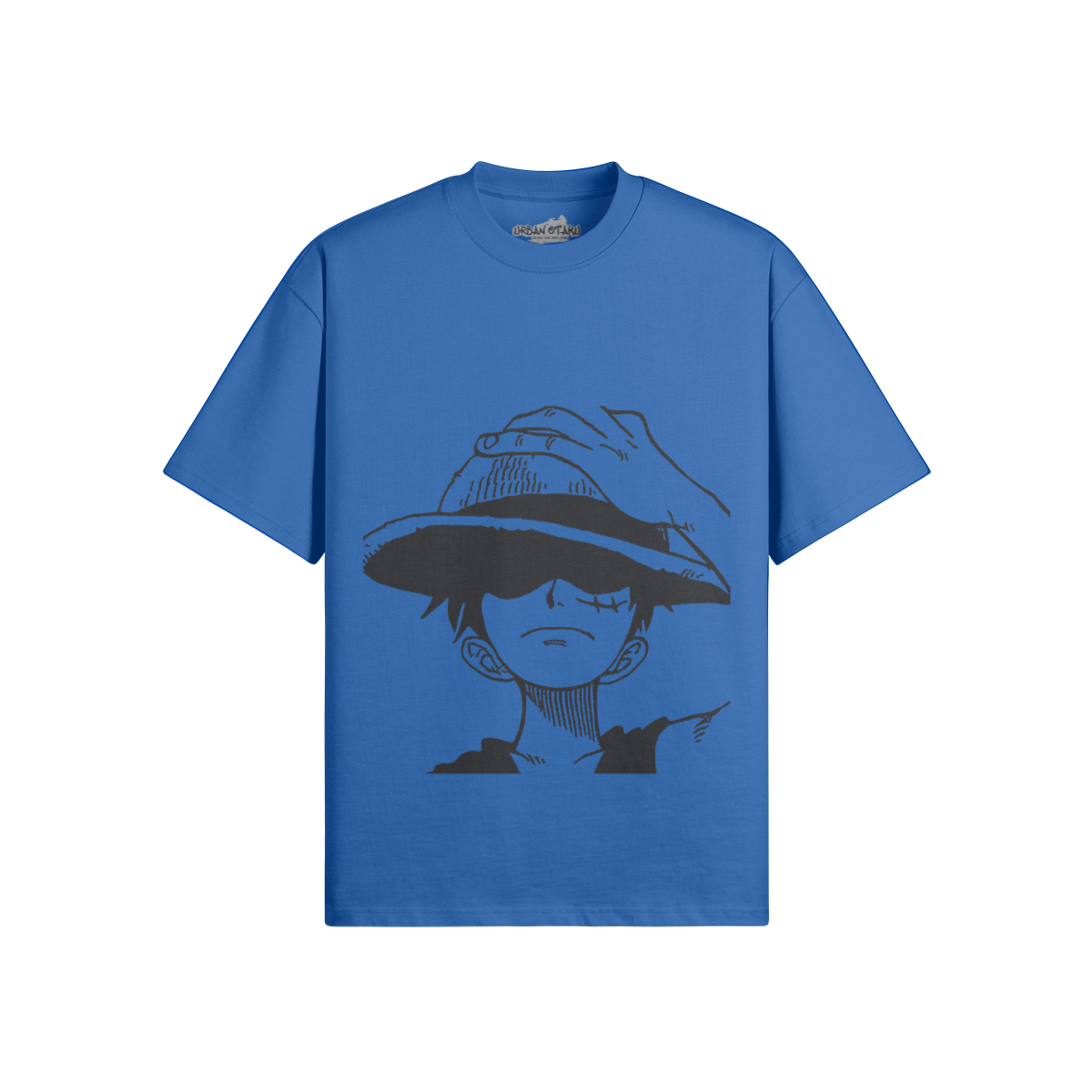 Hemd von Monkey D. Ruffy, PODpartner, mit Anime-Motiv, blaues Shirt mit Druck, detailreiche Illustration, casual Style