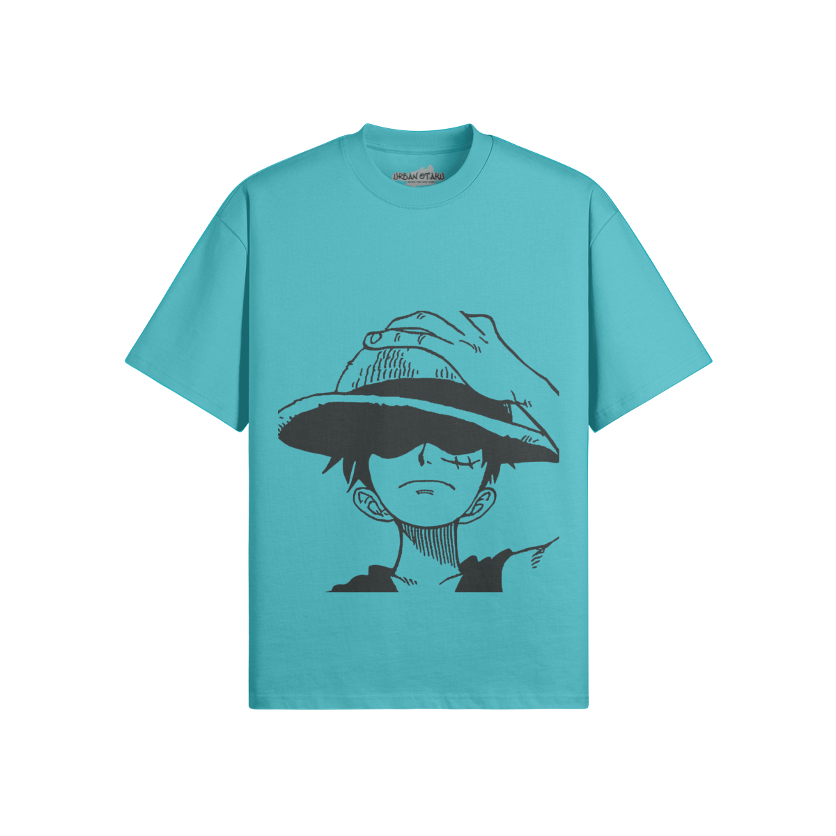 Dunkelblaues Monkey D. Ruffy T-Shirt von PODpartner, mit Druckmotiv auf der Vorderseite, bequemes Casual-Design