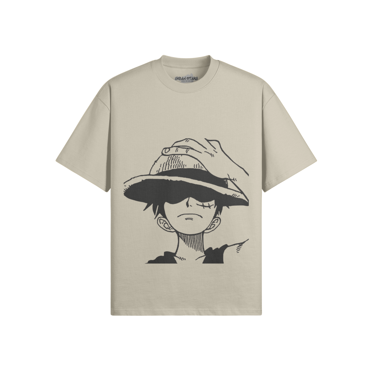 D. Ruffy Shirt von PODpartner, weiße Baumwollbluse mit Druckmotiv von Monkey D. Ruffy, kurze Ärmel, casual Stil