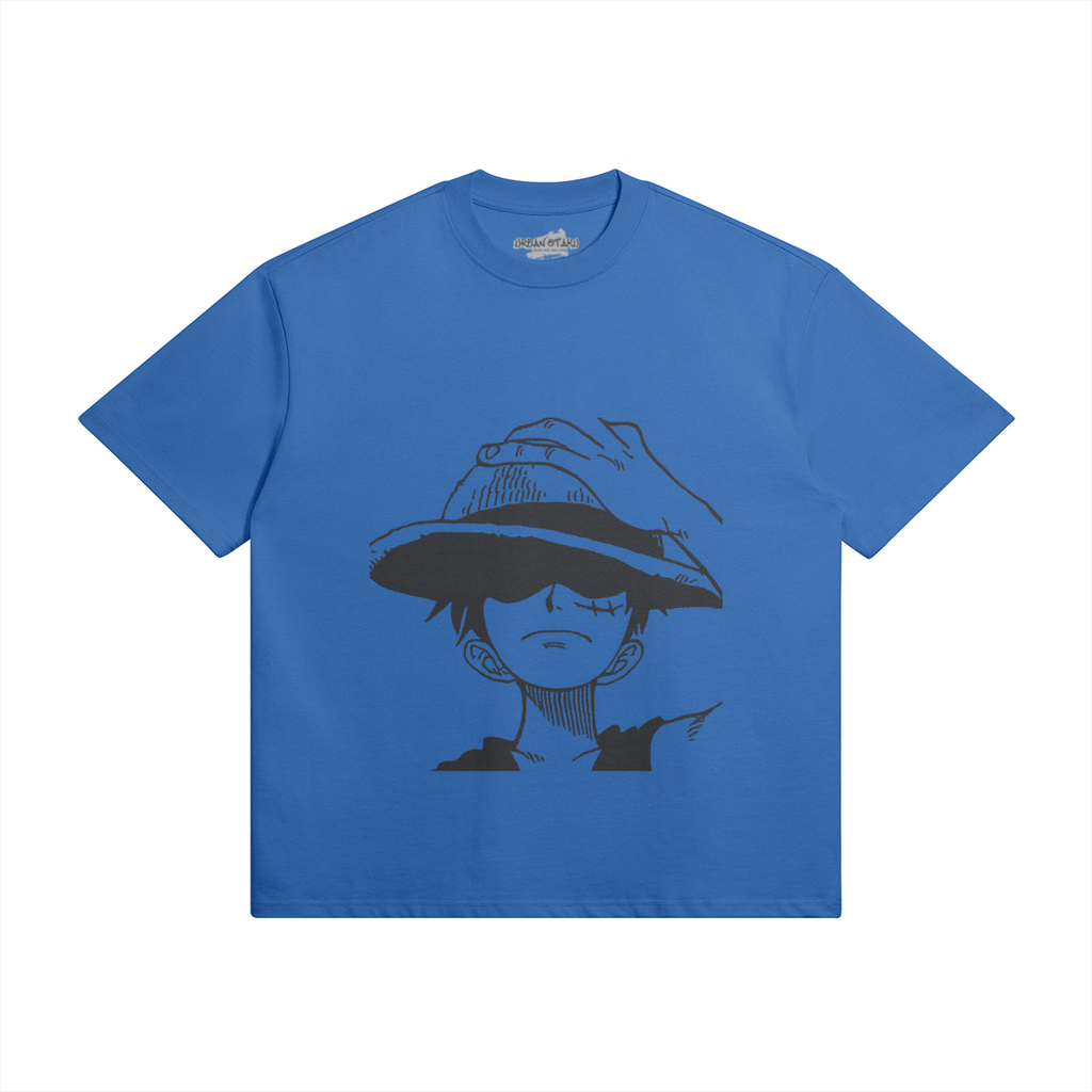 Dunkelblaue Monkey D. Ruffy Shirt von PODpartner mit Druckmotiv, bequemes casual Oberteil für Anime-Fans.