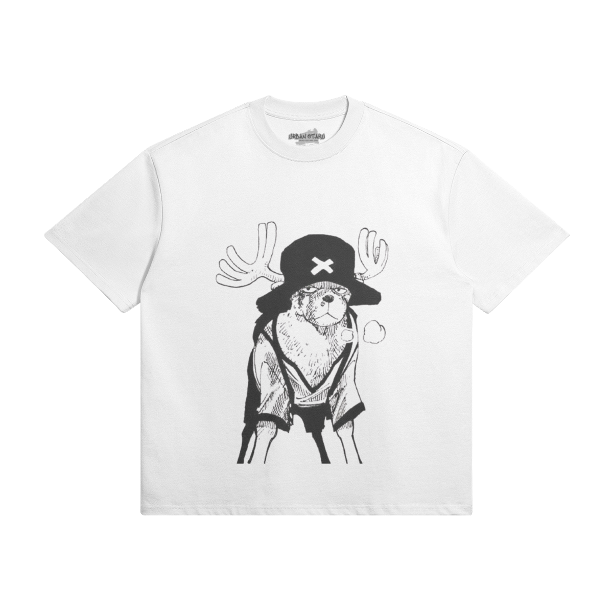 Tony Chopper T-Shirt von PODpartner, schwarzes Baumwollshirt mit Chopper-Print, bequemes Design, detailreiche Cartoon-Grafik.