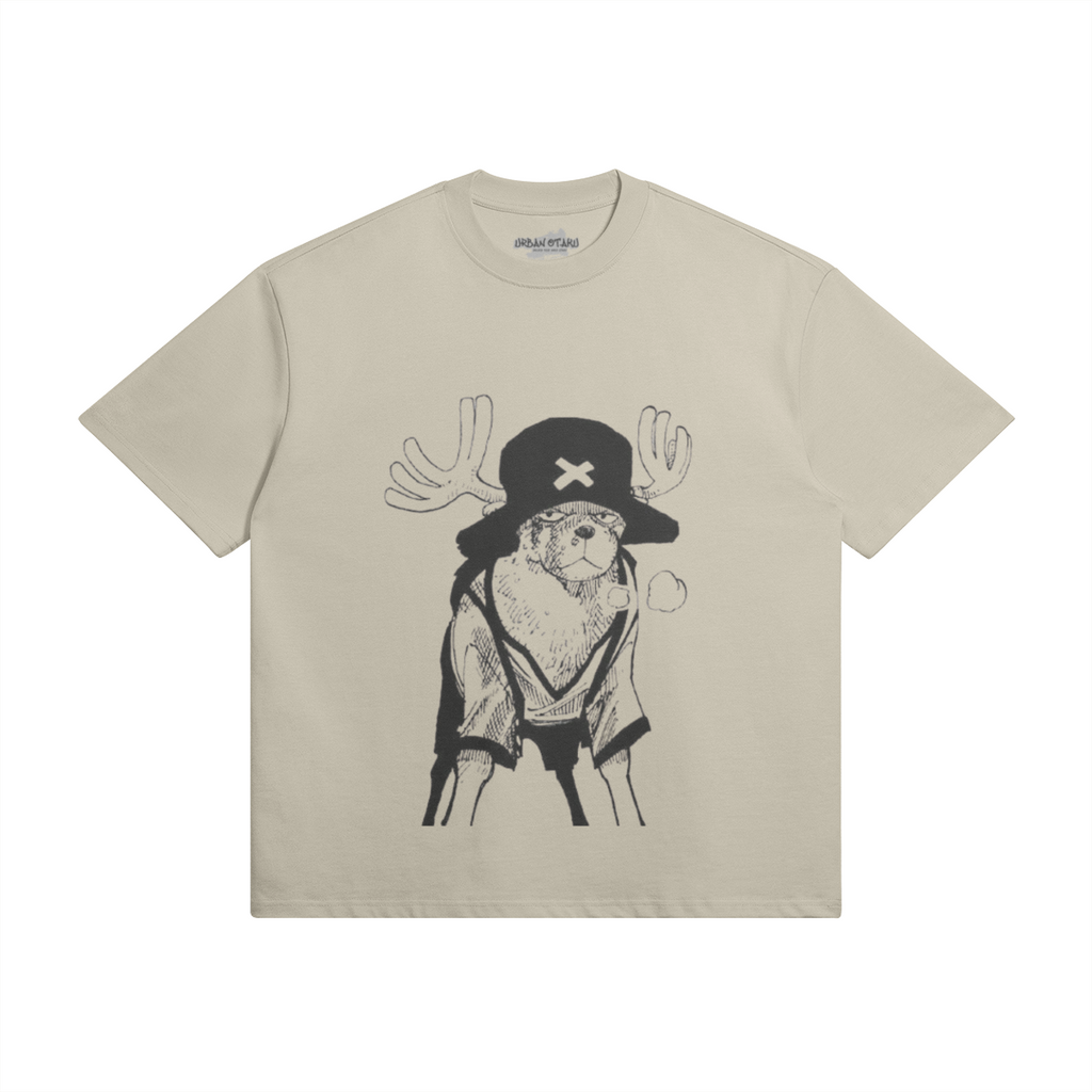 Tony Chopper Shirt von PODpartner, grüne Baumwollbluse mit Chopper-Design, sichtbar auf weißem Hintergrund