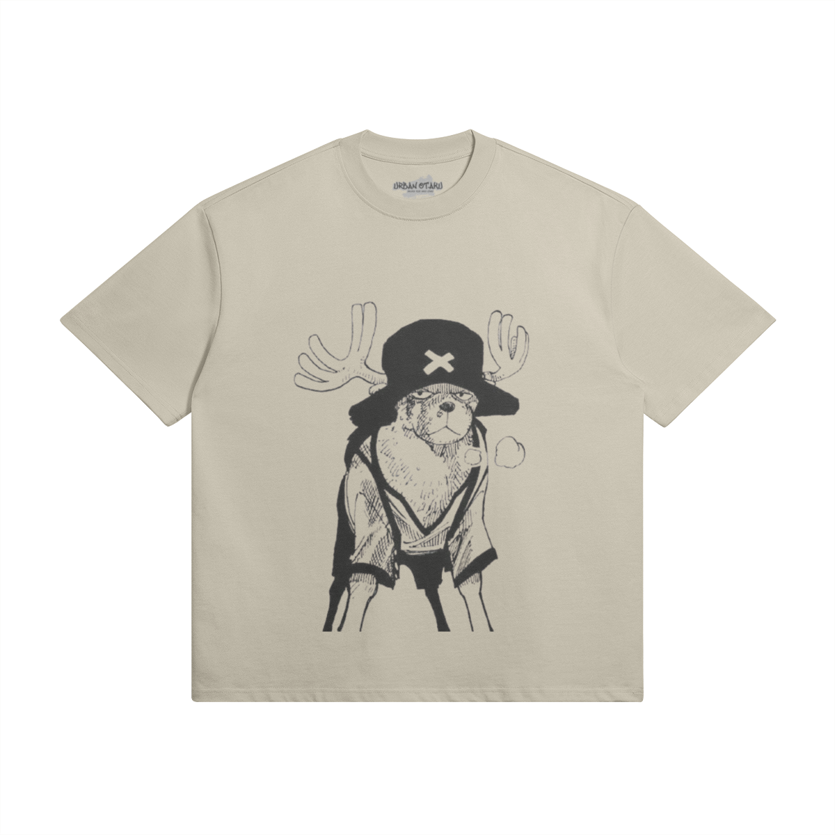 Tony Chopper Shirt von PODpartner, grüne Baumwollbluse mit Chopper-Design, sichtbar auf weißem Hintergrund