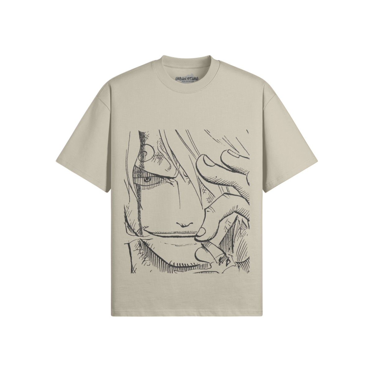 Vinsmoke Sanji Graphic Shirt von PODpartner, schwarzes T-Shirt mit Sanji-Design und stilisiertem Druck auf der Vorderseite